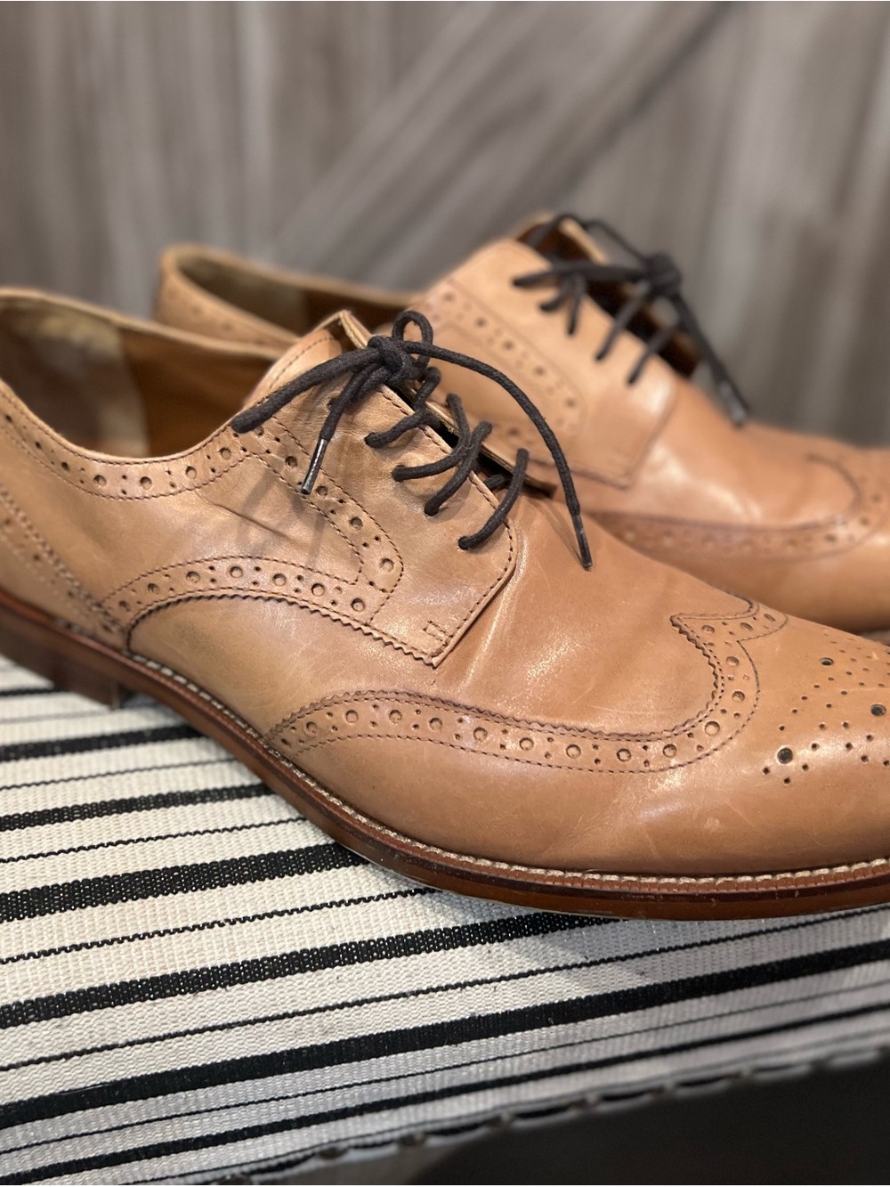 Gordon Rush Tan Leather Wingtip Oxfords